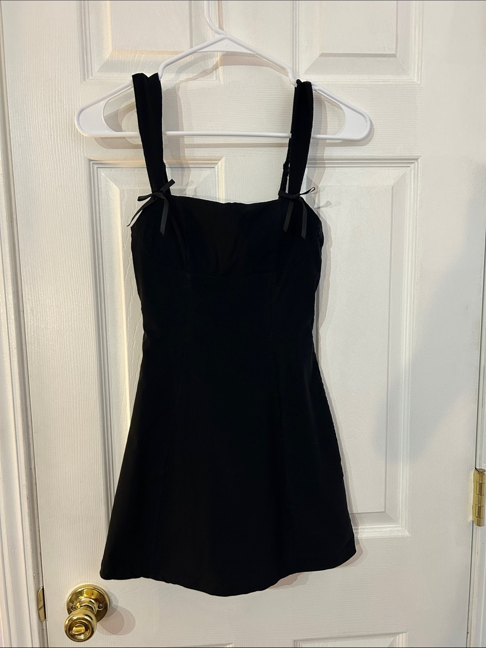 Windsor Black Mini Dress with Bow Straps- XS- bra has padding !